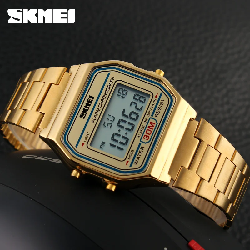 

SKMEI Men LED Digital Stainless Steel Sports Watches Men's Women Relogio Masculino Relojes Military Waterproof Wristwatches 2019