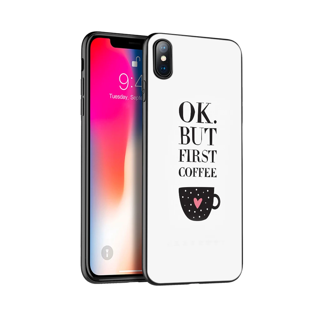 Черный чехол из ТПУ для iphone 5 5s SE 2020 6 6s 7 8 plus X 10 XR XS 11 pro MAX силиконовый время кофе |