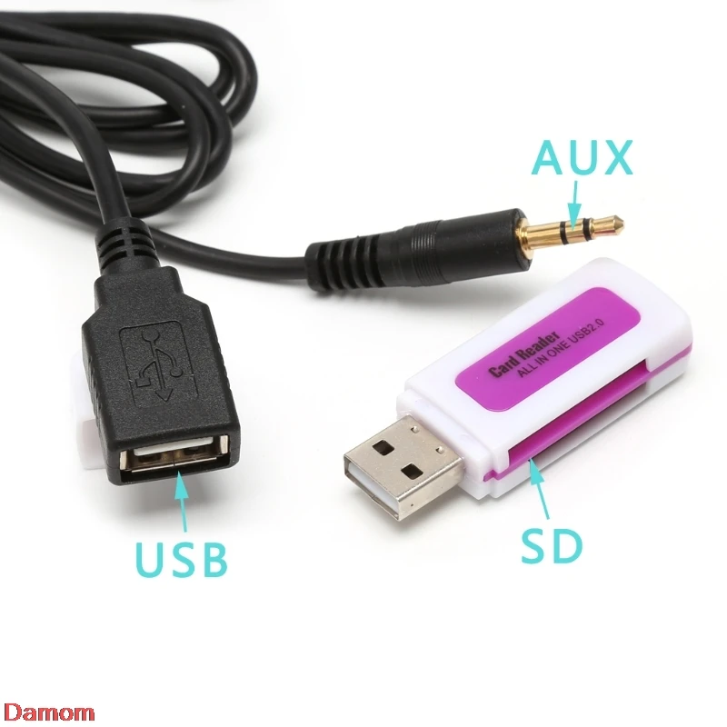 Автомобильный MP3 аудио интерфейс SD AUX USB кабель для передачи данных адаптер
