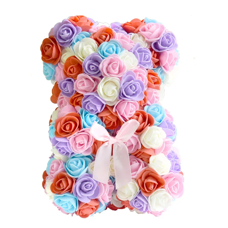 Розовый медведь 25 см Romantische geschenkdoos розовое пиво Kunstmatige rose Decoraties Leuke детский
