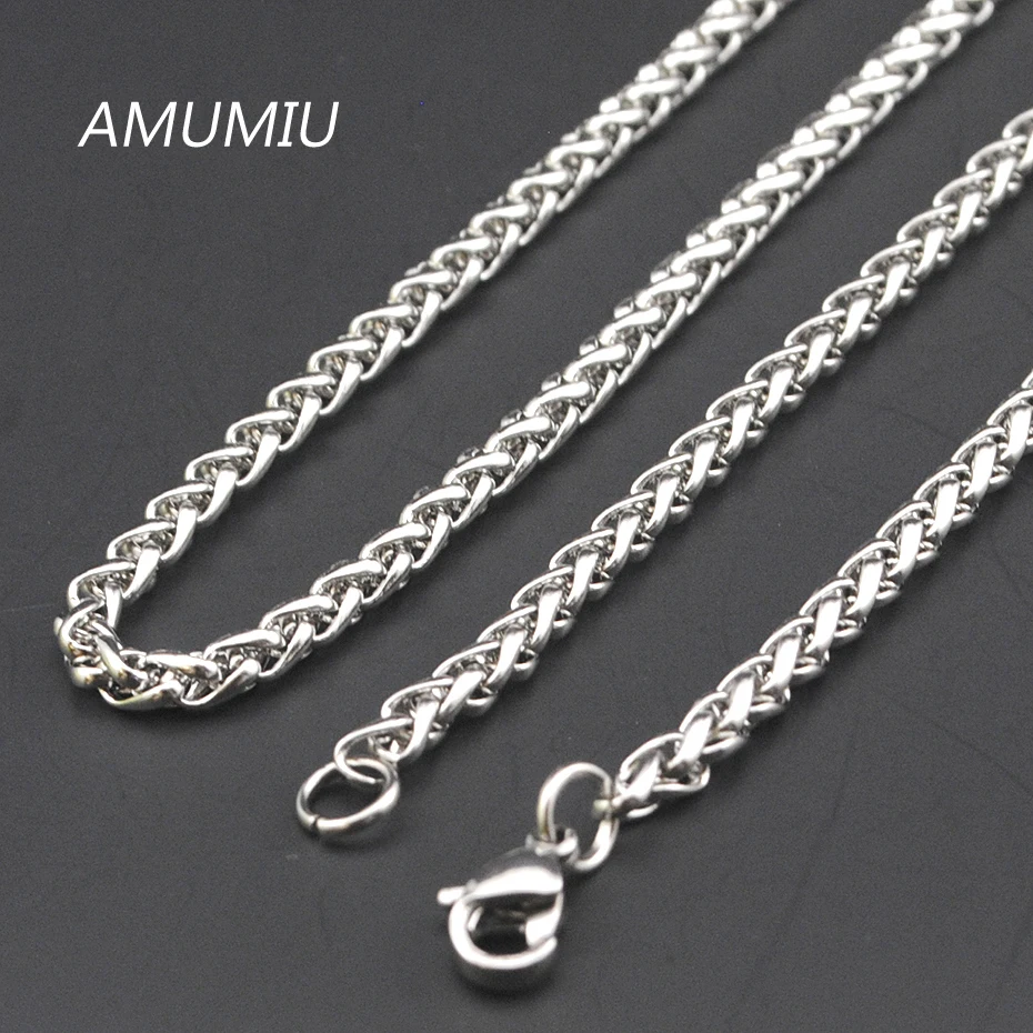 Мужское ожерелье AMUMIU повседневные плетеные цепочки из нержавеющей стали 3 мм|fashion