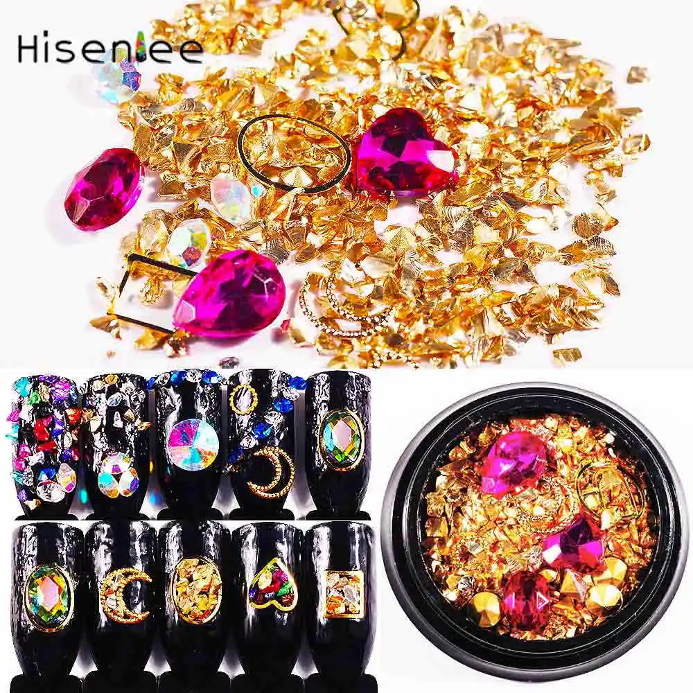 style 2 Hisenlee, 1 коробка, стразы для дизайна ногтей, смешанные, 3D кристаллы, каситерит, камни, металлические заклепки, ногти, амулеты, DIY, комбинированные аксессуары - Цвет: style 2
