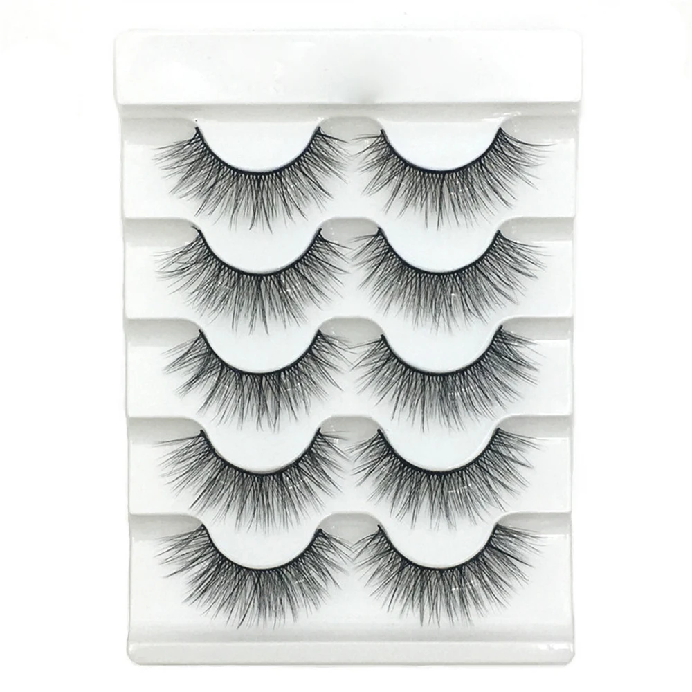 

5 Pairs Natural Long 3D Faux Mink False Eyelashes Thick Wispies Fluffies Drama Eyelashes Extension Fashion Eye Makeup Tools
