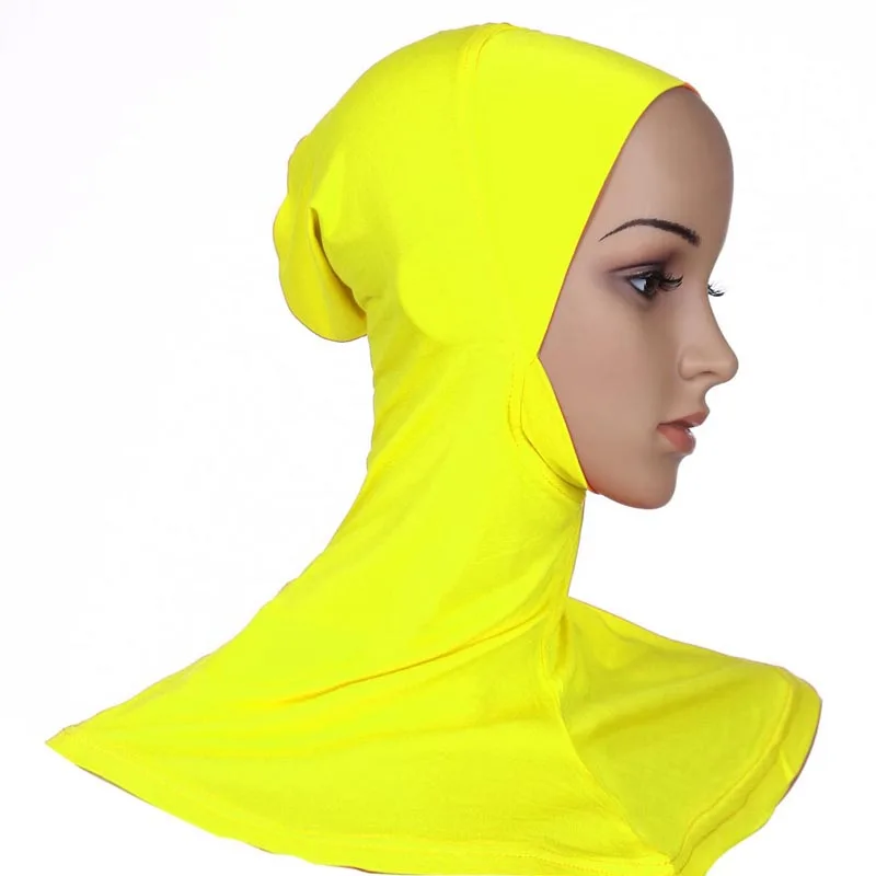 Yellow Hijabs Mujer ОАЭ Абая Дубай ислам Саудовская Аравия мусульманское шапочки под хиджаб женский тюрбан шаль тюрбанте Mujer головной платок Foulard Femme - Цвет: Yellow