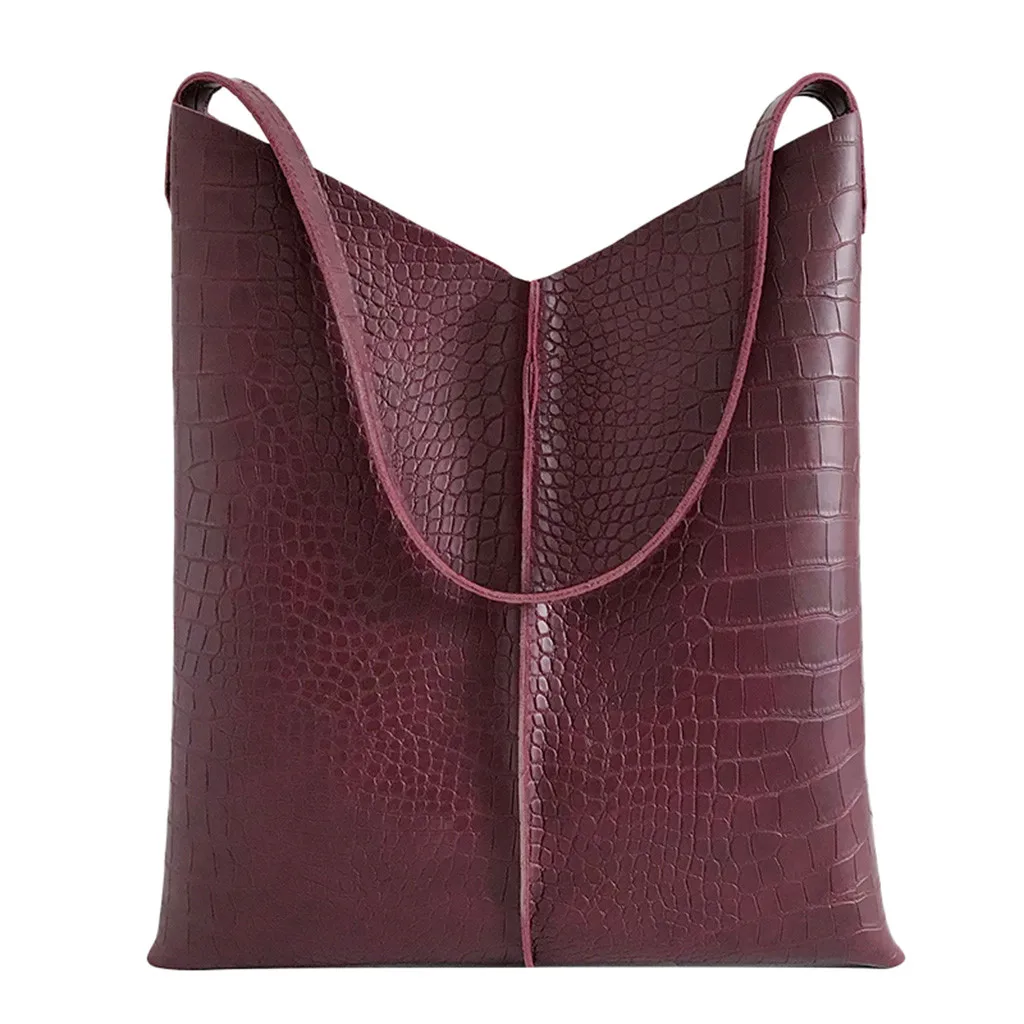 2PC/lot luxury Fashion Leather Crocodile Pattern Versatile Shoulder Wallet Embossing Women Bags Genuine Leather Black Travel