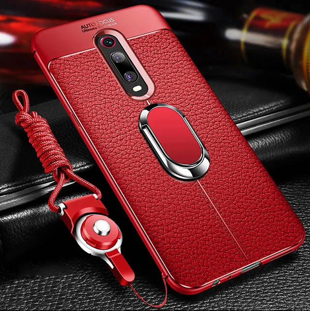 Red Ikrsses для Xiao mi Red mi K20 Pro автомобильный держатель Магнитный кронштейн подставка кольцо на палец TPU Cas для Xiaomi mi 9 T Pro mi 9 SE чехол - Цвет: Red