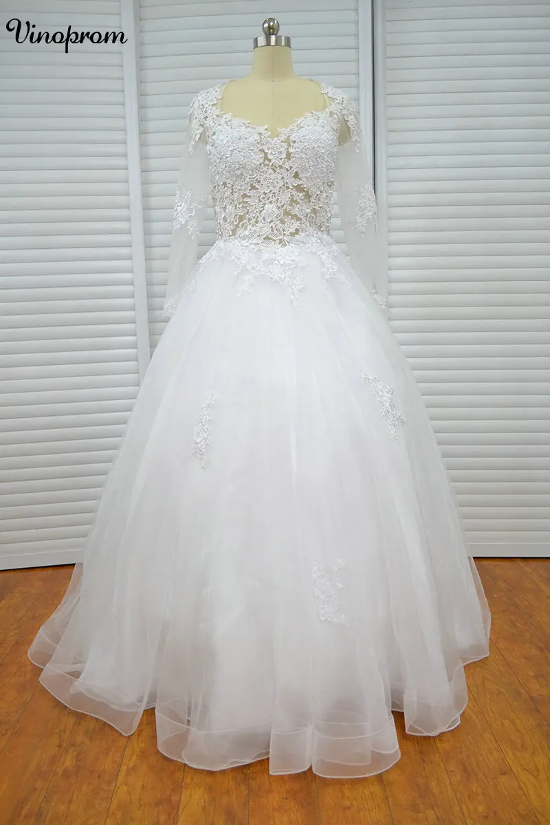Бальное платье из тюля свадебные платья с длинным рукавом элегантные кружева