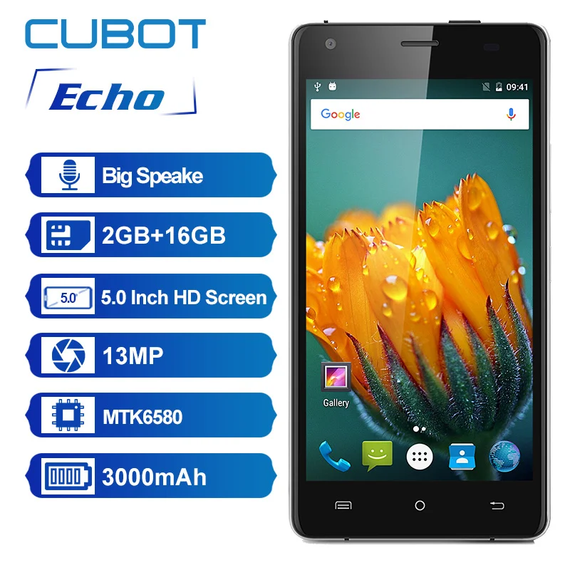 CUBOT ЭХО 5.0 Дюймов 3000 мАч Разблокирован Смартфон Android 6.0 Сотовый Телефон 2 ГБ RAM 16 ROM