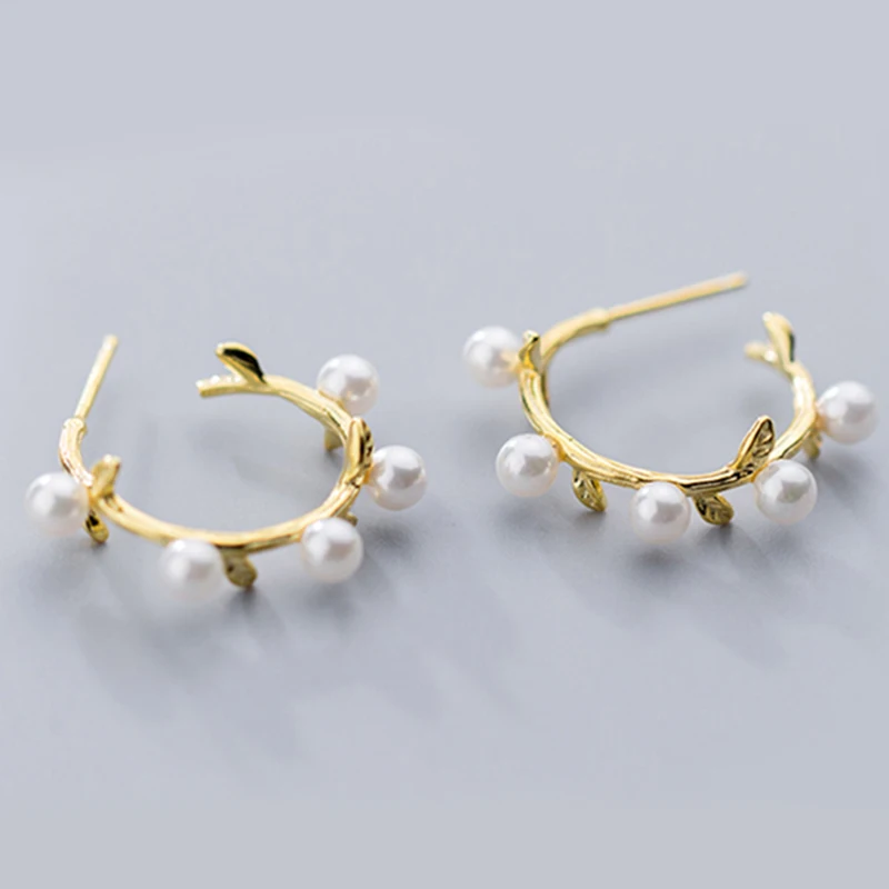 Gold earring Оригинальные серьги-гвоздики из стерлингового серебра 925 пробы с веткой дерева, дизайн, модные серьги для женщин, очаровательные ювелирные изделия, подарок - Окраска металла: Gold earring