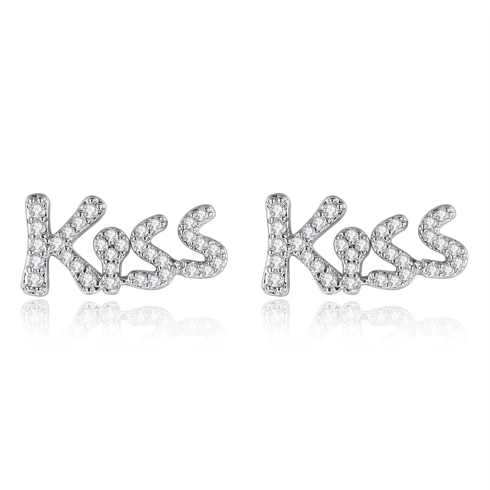 Fashion Jewelry Luxury Sliver Earring for women kiss cute silver Plated earrings PFUAXLWK | Украшения и аксессуары