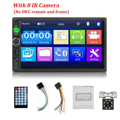 8 IR No frame Podofo автомобильный мультимедийный плеер 7 дюймов HD автомагнитолы Android Mirror Link плеер 2Din Авторадио 7010B Mp5 FM USB SD автомобильный аудио стерео - Цвет: 8 IR No frame