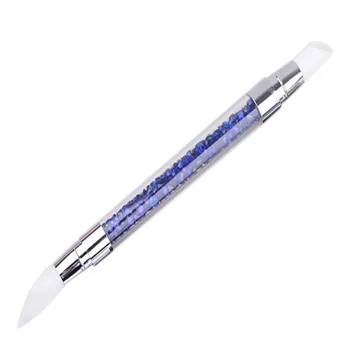 1 шт Стразы для ногтей, кисти для рисования с двумя кончиками, силиконовая головка, кисть для ногтей, сделай сам, карандаш, акриловая кварцевая ручка - Цвет: Темно-синий