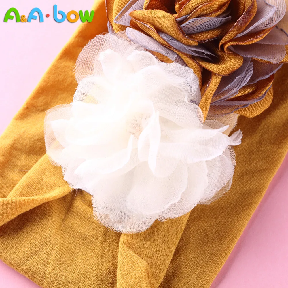 5 шт./лот новый стиль детская двойная нейлоновая повязка с цветочным принтом