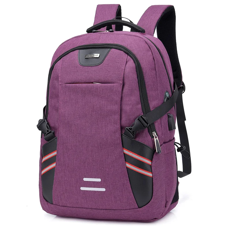 Purple Рюкзак для ноутбука Litthing, мужской многофункциональный рюкзак для подростка, модная дорожная сумка через плечо, мужской бизнес рюкзак для ноутбука с зарядкой через usb - Цвет: Purple
