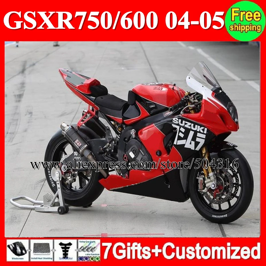 Красно черный обтекатель + крышка резервуара для SUZUKI GSXR750 2004 2005 K4 R600 2C8141 GSXR600 GSX R750 04
