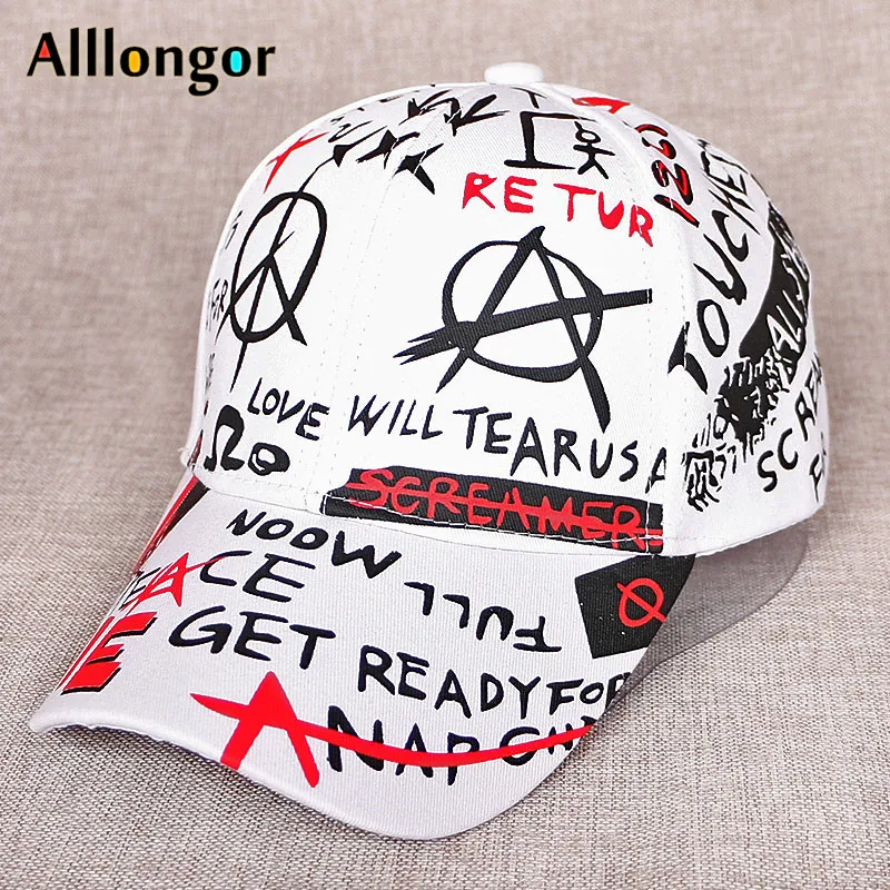 Бейсболка с граффити мужская женская шляпа лето Snapback надпись: Hip Hop Gorra Hombre Casquette Femme корейский стиль Кепка s Белый Черный