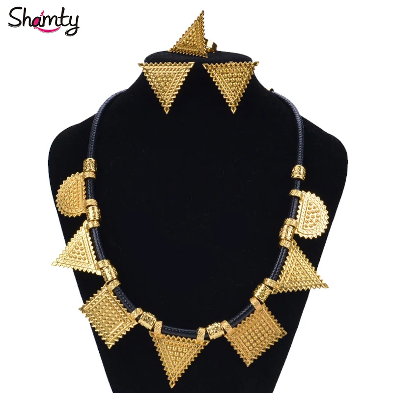 

Shamty DIY Ethiopian Jewelry Gold Sets For Woman Wedding Set African Ethiopian Eritrean Women Trendy Habesha Style Item A30038