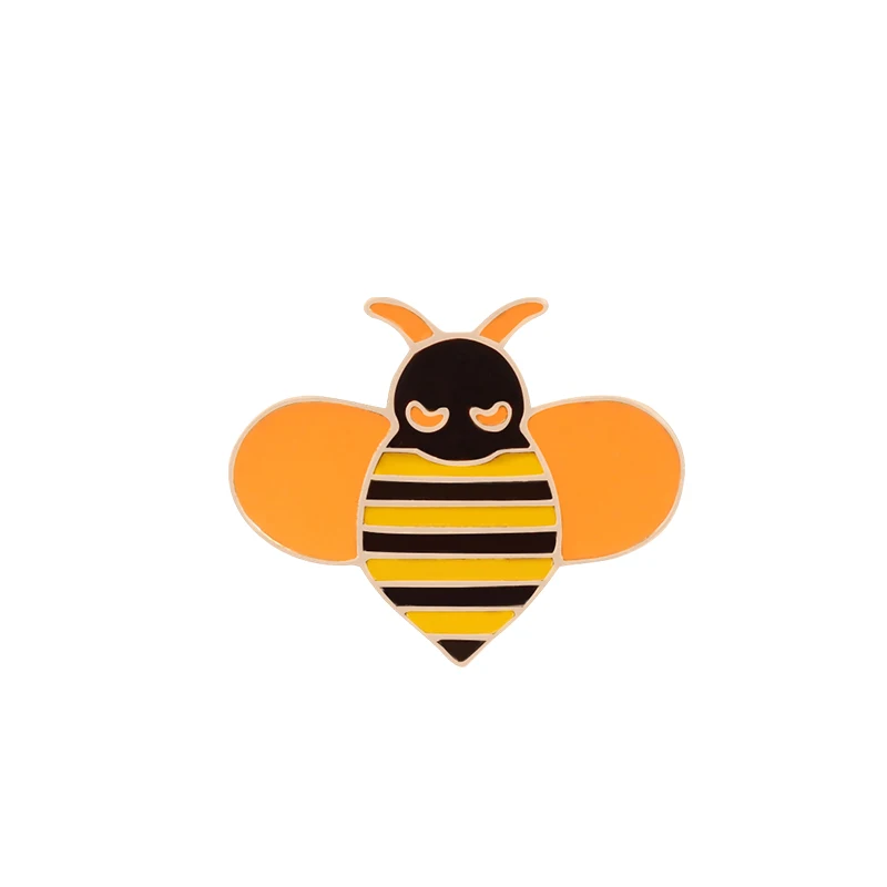bee Модный кавайный бейдж; брошь на булавке в коробке с кошкой, лимоном, авокадо, Пчелой, джинсовой курткой, броши на пуговицах для детей и женщин, коллекция ювелирных изделий, подарок - Окраска металла: bee