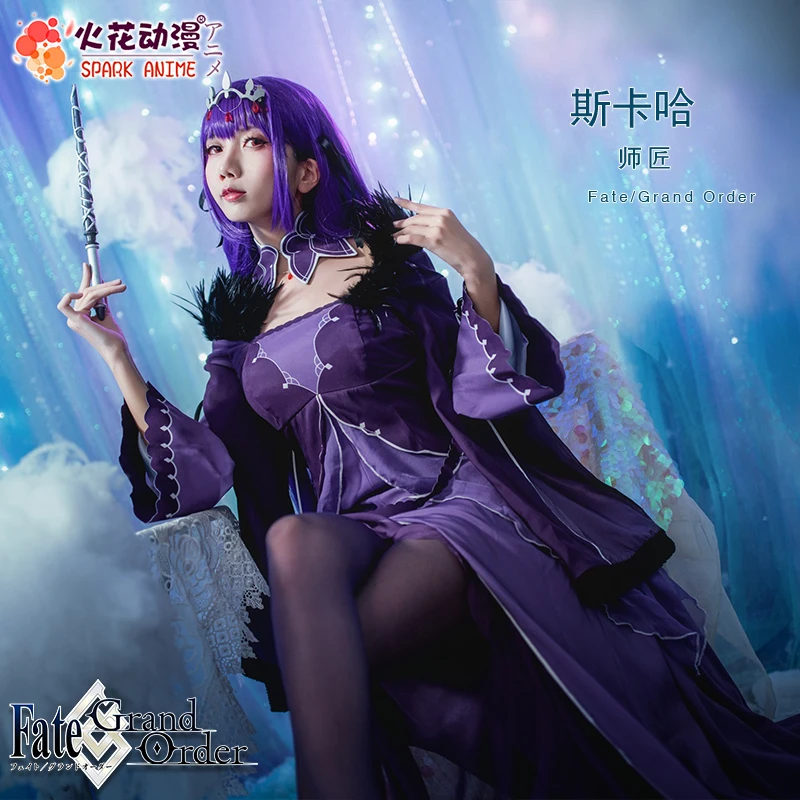Hot! Fate Grand Order Scathach Purple Uniforms Cosplay Costume Custom Made Free Shipping