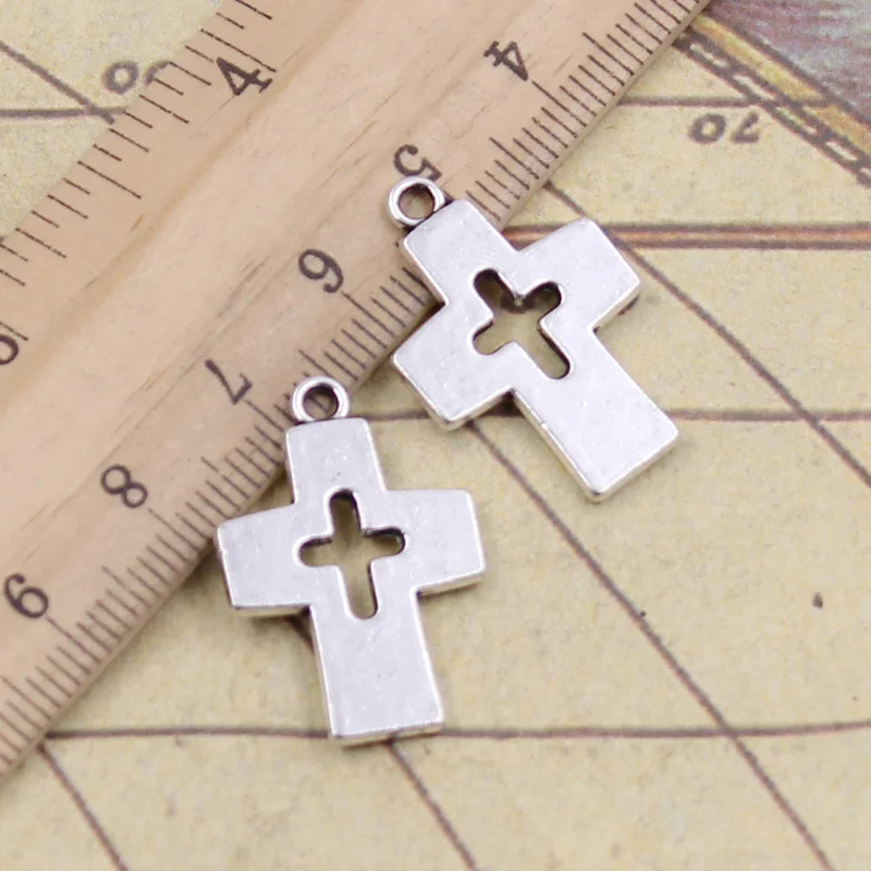 

15pcs Charms Cross Jesus 25x17mm Tibetan Pendants Crafts Making Findings Handmade Antique Jewelry DIY For Necklace