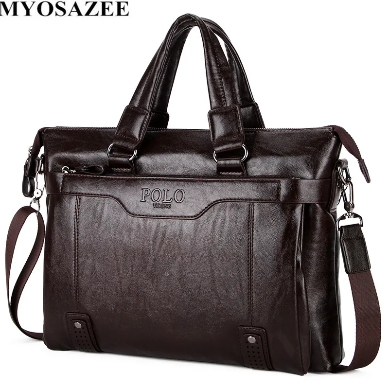 MYOSAZEE Famous Brand Men Fashion Simple Business  Briefcase Bag Male PU Leather Laptop Bag Casual Men Travel Bags Shoulder