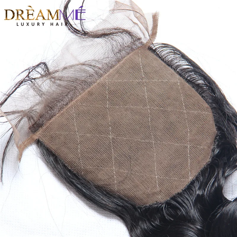 Dreamme волосы свободная волна перуанские волосы remy шелковая основа Закрытие 4*4 закрытие отбеленные узлы с волосами младенца естественная линия волос