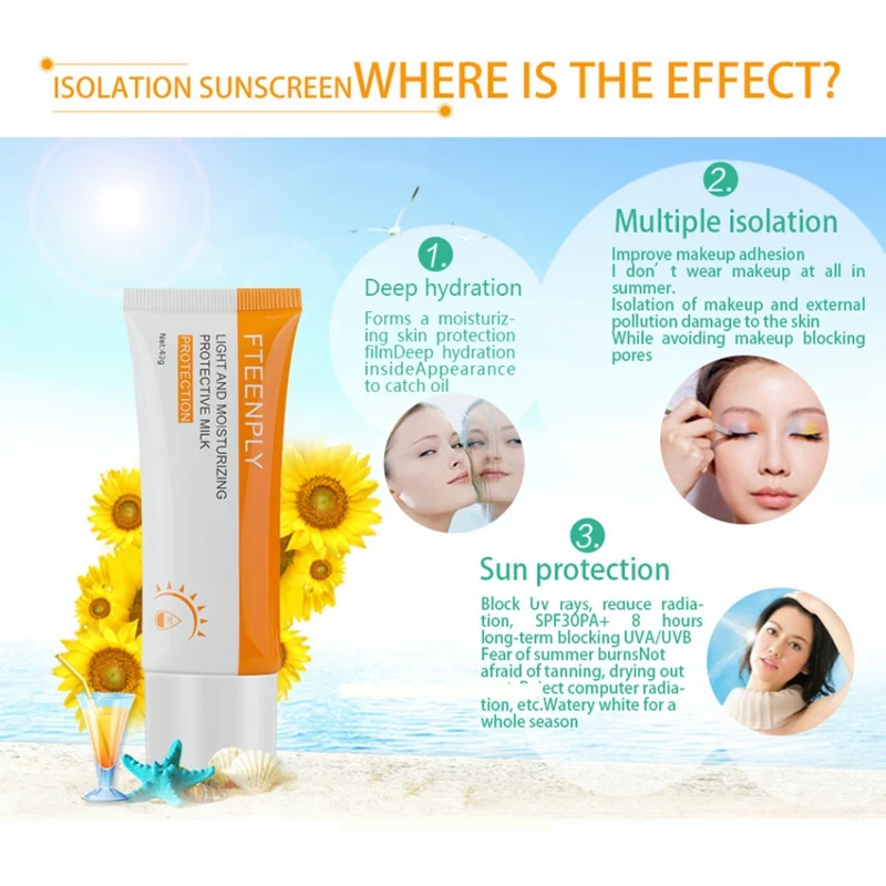 

Facial Body Sunscreen Whitening Cream Sunblock Skin Protective Cream Anti-Aging Moisturizing Face Care