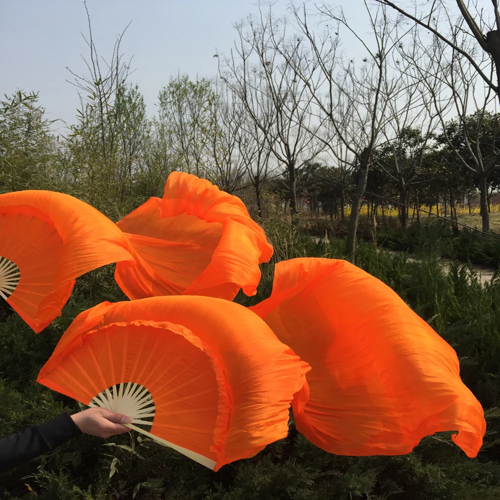 Новинка фанаты окрашенного оранжевого 100% шелка для танца живота эротический