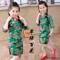 girl dress floral kids baby girls qipao short sleeve chinese cheongsam spring autumn girls clothes hot 2022 new