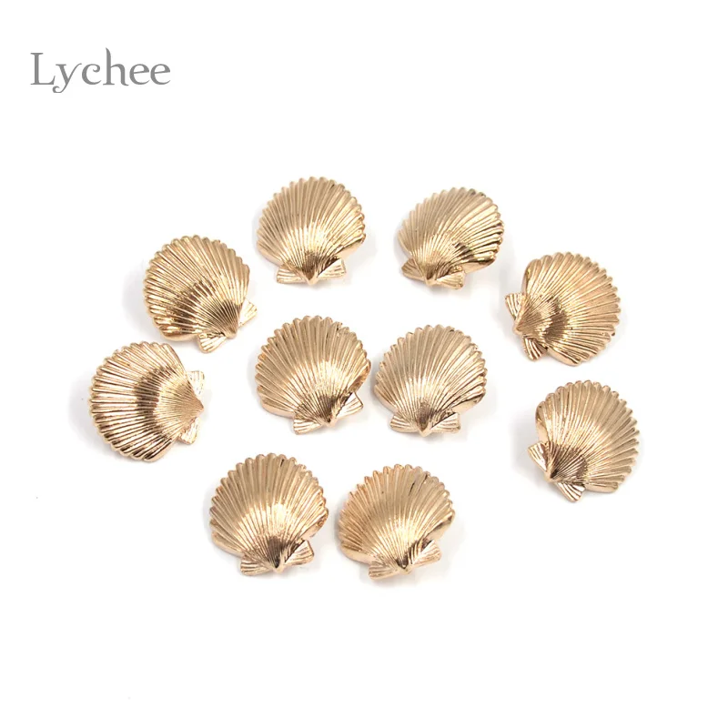 Lychee Life 10 Pieces/Lot Metal Sewing Button Scrapbooking Sea Series Glittering Starfish Seashells Jeans Buttons Decorative | Дом и сад