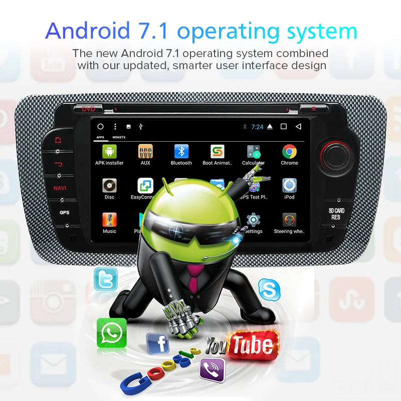 AWESAFE 2 Din Android автомобильный Радио Мультимедиа Видео плеер gps навигация для сиденья Ibiza MK4 6J 2009 2010-2013 DVD