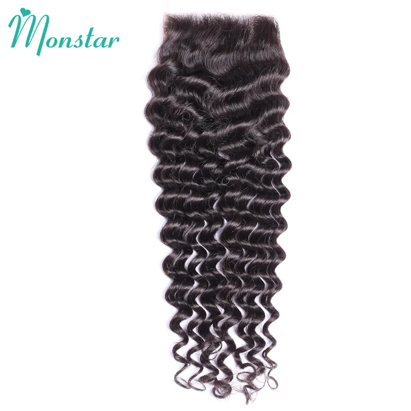 Monstar бразильские Remy человеческие волосы глубокие синтетические волнистые 4x4