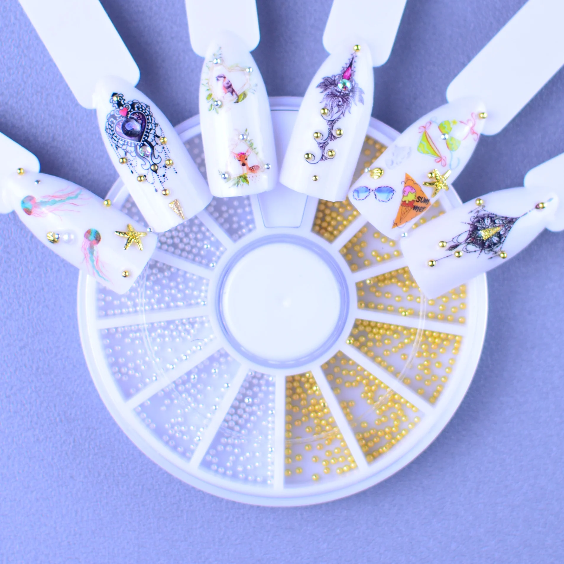 

1 Wheel Nail Art Tiny Steel Caviar Beads 1mm 3D Design Manicure Jewelry Gold Silver DIY Decoration Tools