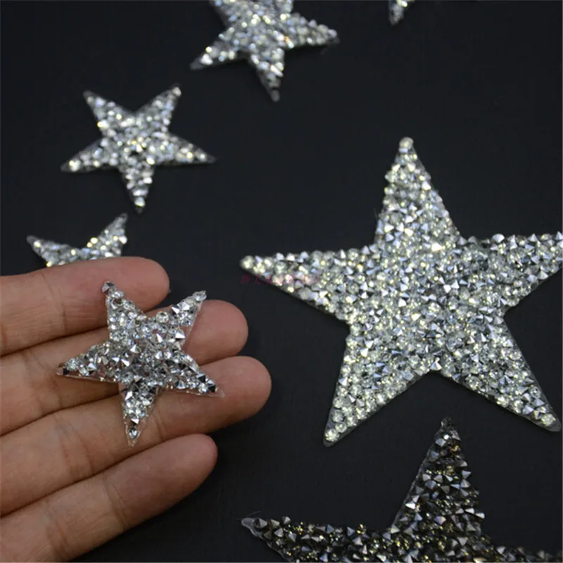 Блестящие нашивки Стразы с изображением пятиконечной звезды модная блестящая