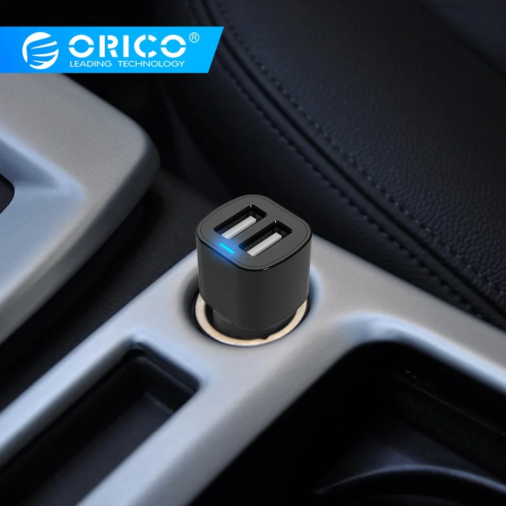 Двойной Порты и разъёмы USB Автомобильное Зарядное устройство адаптер ORICO 2 5V2. 4A17W