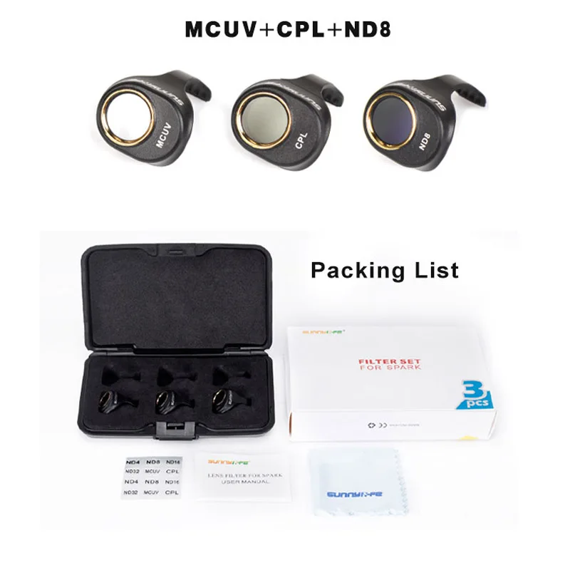 3/4/6 шт./компл. DJI Spark Multi-Слои защитная пленка MCUV/CPL/ND4 ND8 ND16 ND32 фильтр объектив HD Ясно Водонепроницаемый Камера защитное устройство для объектива - Цвет: MCUV ND8 CPL