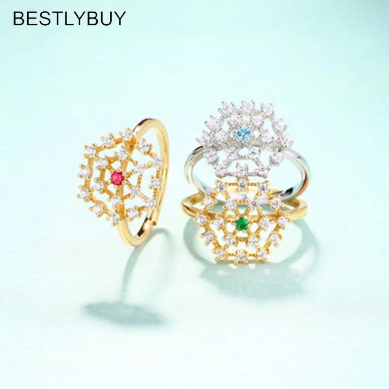 Классическое кольцо BESTLYBUY с натуральными голубыми топазами изумрудами