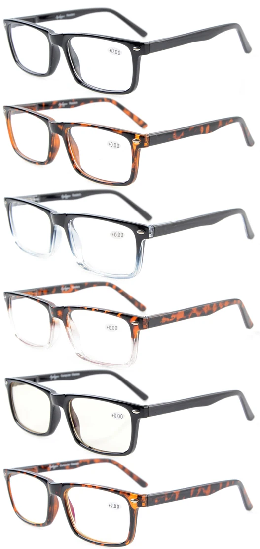 R899-6 Mix Eyekepper 6-Pack считыватели Пружинные шарниры очки для чтения в комплекте 2-Pack компьютерные очки+ 0,00-+ 4,00