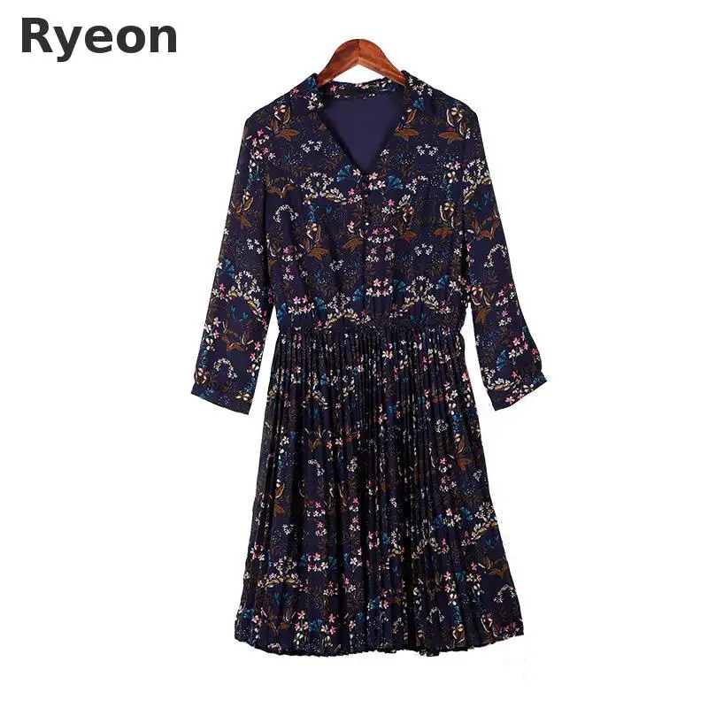 Ryeon Xl Для 5xl Богемной Печати Dress Большой Размер Цветочные Printing Three Четверти До
