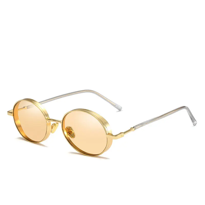 Мужские солнцезащитные очки в стиле панк овальная оправа металлические