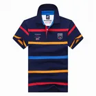 Мужская хлопковая приталенная рубашка-поло Tace  Shark, Повседневная рубашка-поло в полоску, с коротким рукавом, в стиле смарт-кэжуал, на лето