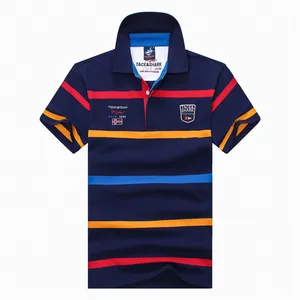 Мужская хлопковая приталенная рубашка-поло Tace  Shark, Повседневная рубашка-поло в полоску, с коротким рукавом, в стиле смарт-кэжуал, на лето