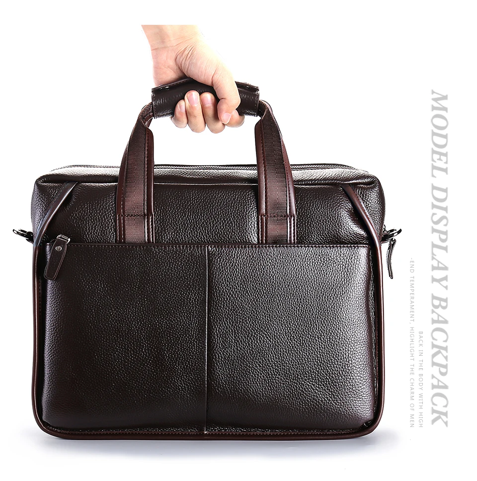 LUENSRO, модный мужской портфель, натуральная кожа, мужская сумка, 14 дюймов, сумка для ноутбука, настоящая кожа, деловая сумка на плечо для мужчин