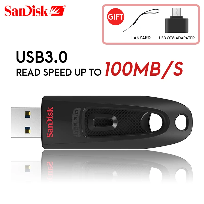 Двойной Флеш накопитель SanDisk флешки 16 Гб оперативной памяти 32 встроенной 64 ГБ 128 256