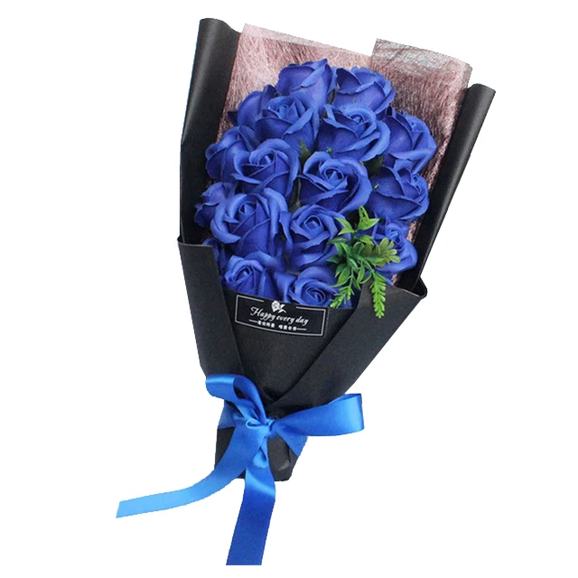 deep blue Flone 18 шт. креативное ароматизированное мыло цветок роза букет Мыло Цветы Подарочная коробка имитация розы День Святого Валентина подарок на день рождения Декор - Цвет: deep blue
