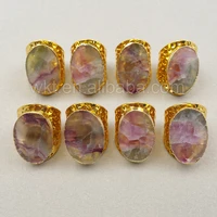 wt r271 wholesale custom 5pcslot fashion jewelry natural rainbow fluorite ring oval unique new arrived ring for party