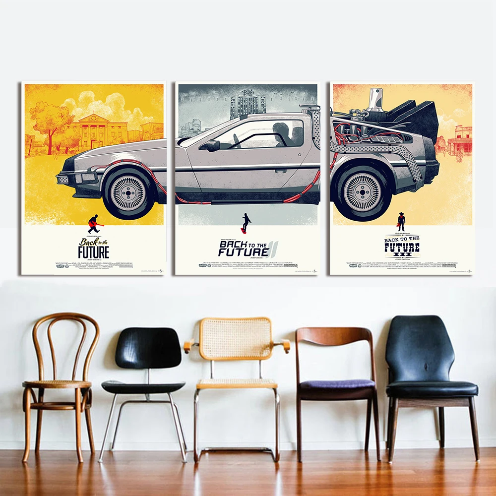 3 Панель холст картины Back to the Future Phantom город Печать домашний декор Картины