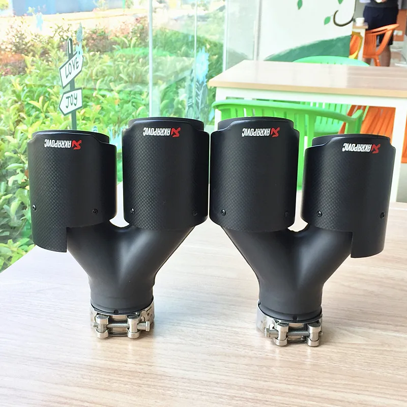 2 шт. матовый черный углеволоконные akrapovic выхлопной наконечник глушитель трубы