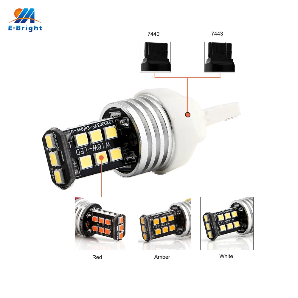 2X T20 светодиодный + декодер 7440 W21W 7443 W21/5W 2835 15 SMD Canbus тормозные огни 12V DC