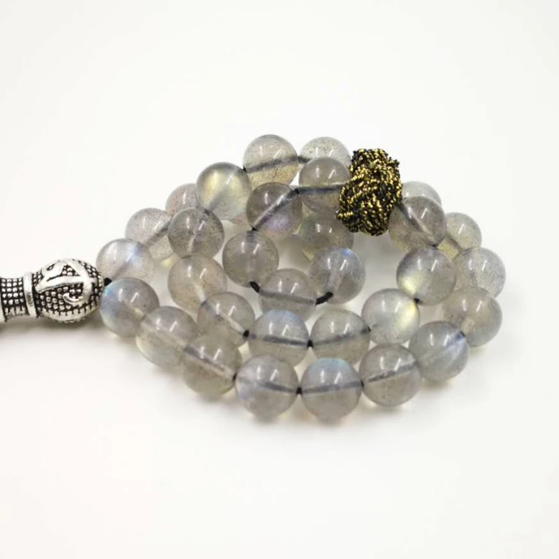 Лунный камень Tasbih мусульманский ценный подарок Лабрадорит tesbih Бог кулон мусульманские четки мусульманские украшения Йога 8 марта ювелирные изделия подарок